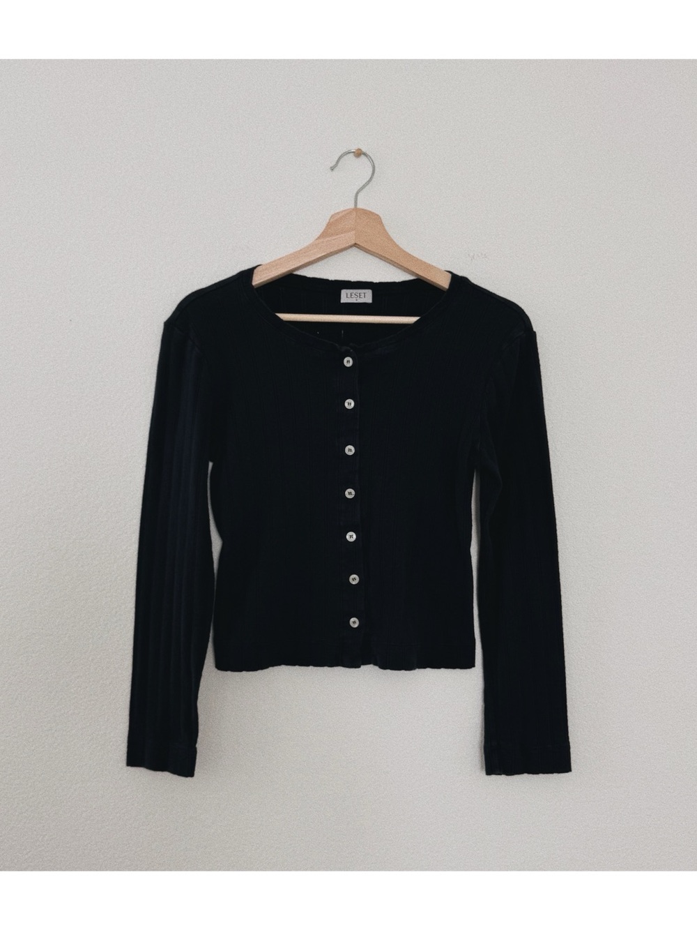 leset pointelle classic crew cardigan